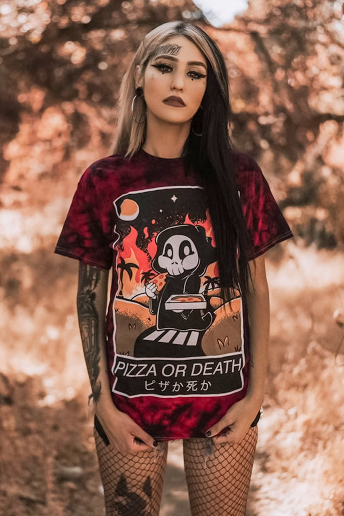"Pizza or Death" Red Crystal Dyed Unisex T-Shirt
